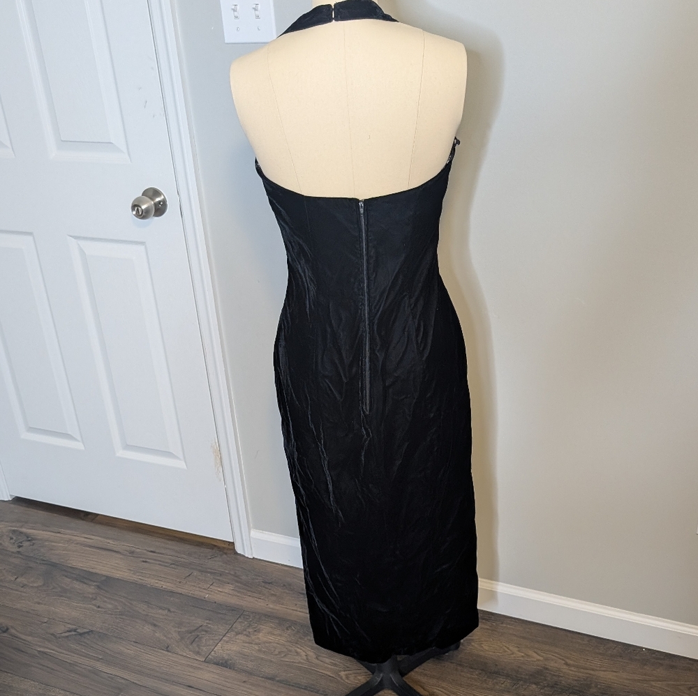 Zum‎ Zum by Niki Livas Halter Goth SweatHeart Fairy Vamp Velvet Midi Dress S/M - Picture 3 of 11